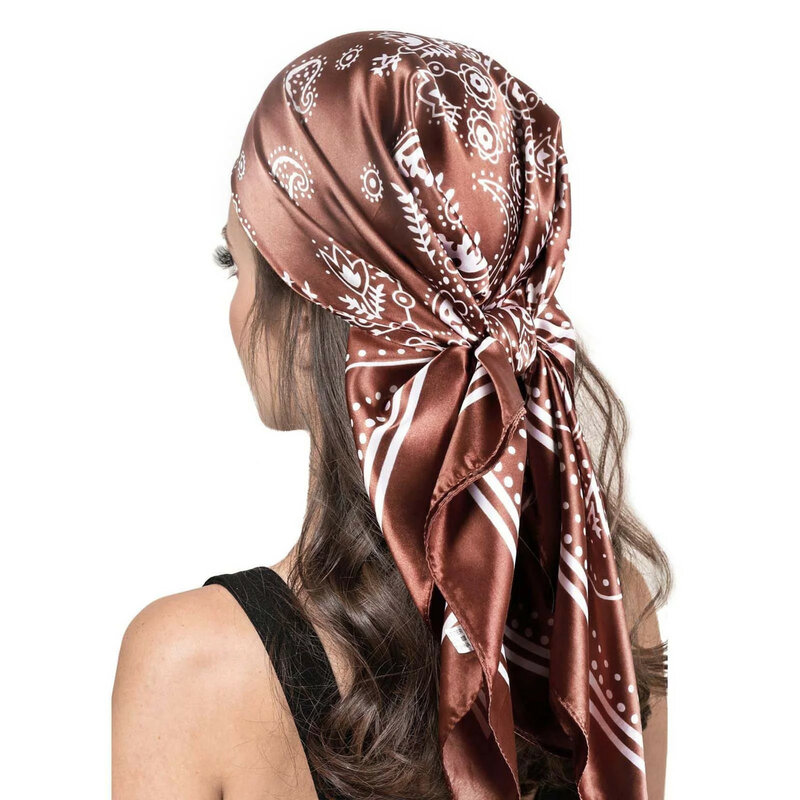 90*90cm quadratisches Seiden schal Stirnband für Frauen Retro Grafik druck Haarband Mode Krawatten Hand Kopftuch Bandana Schal Hijab
