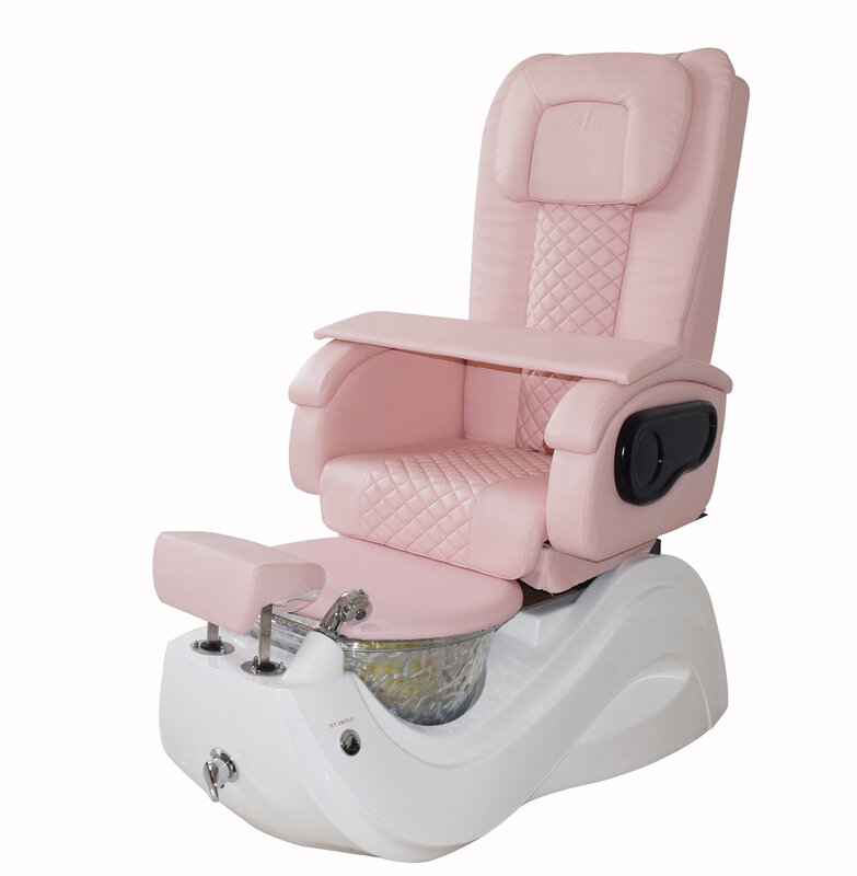Furnitur salon kuku mewah, kursi pedikur spa murah warna merah muda untuk spa kaki