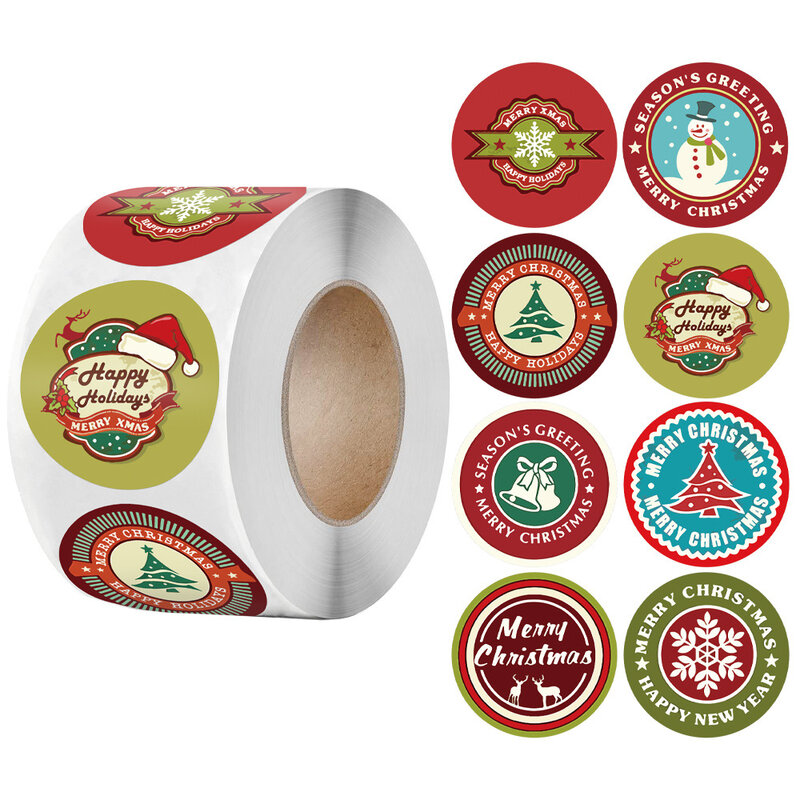 50-500 pces árvore de natal papai noel feliz natal adesivos 2.5cm presente adesivos de vedação do feriado doces saco caixa decoração
