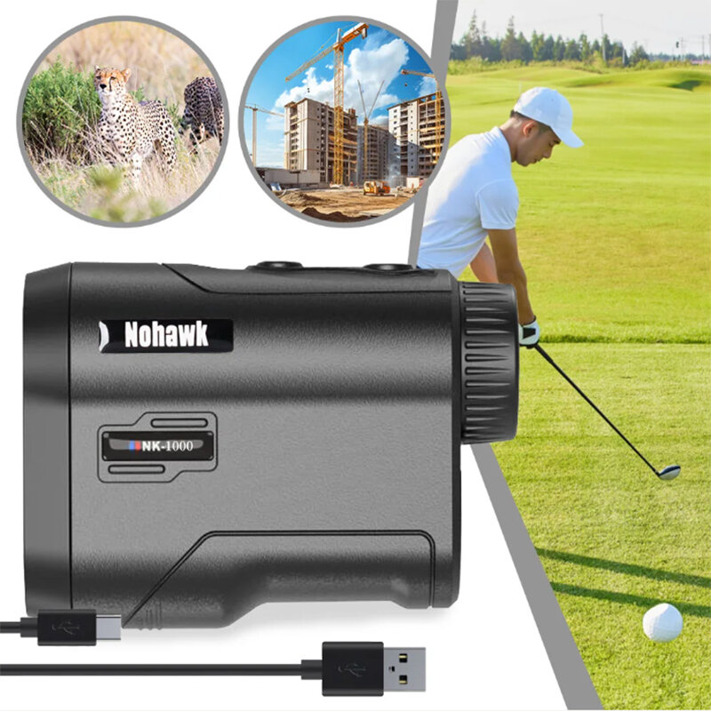 Nohawk เลเซอร์วัดระยะทางกอล์ฟ USB ชาร์จได้พร้อมการชดเชยความลาดชันสำหรับช่วงนักกอล์ฟค้นหาล่ากล้องตาเดียว