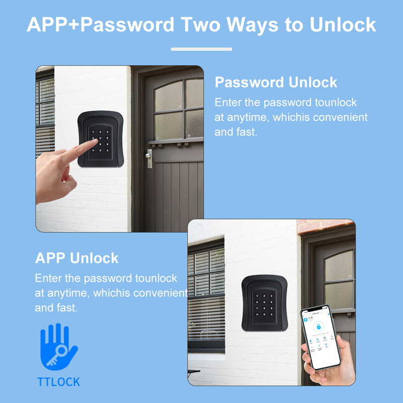 Lega di zinco TTlock App Key Safe Box Password Smart Digital Cerradura Intelligent Bluetooth Electronic Portable Lock Security Box