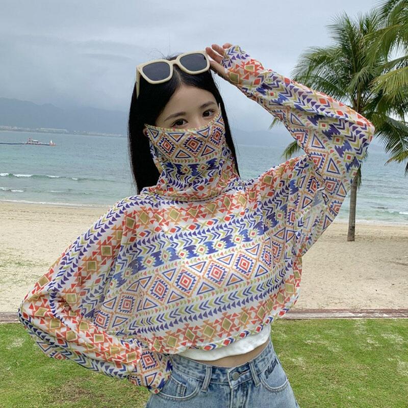 UV Protection Sunscreen Sleeves Shawls Wraps Flower Sleeves Long Protection Face Full Driving Neck Arm Mask Sleeve G5T9