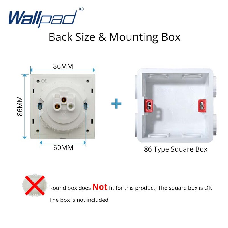 Wallpad Grey Glass Panel Blue LED Indicator Push Button Wall Light Switch and Socket Electric Outlet AC110-220V 16A