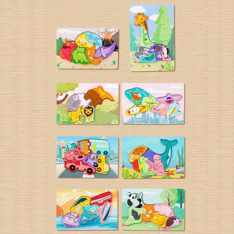 الكرتون الحيوان الخيال لعب للأطفال ، مرحلة ما قبل المدرسة تعلم الألغاز ، لوحة خشبية ، لعبة الذكاء ، ألعاب اللغز ثلاثية الأبعاد