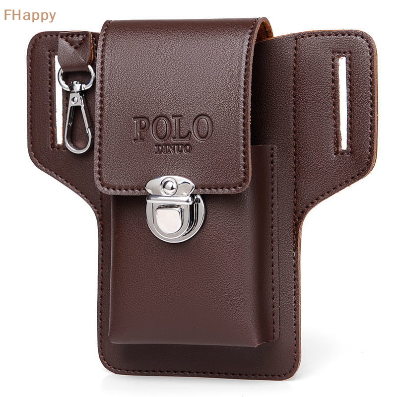 PU Leather Phone Holder Waist Belt Wallet Fashion Men Multi-function Waist Bag Outdoor Travel Sports Mobile Phone Purse