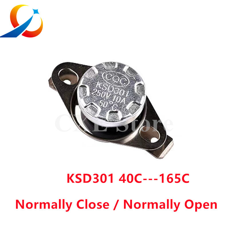 Thermostat bimétallique KSD301, 10A, interrupteur de température, contrôle thermique 40 ~ 160C, résistant en Celsius, Cristal manuelle, 40 65 90 95, 2 pièces