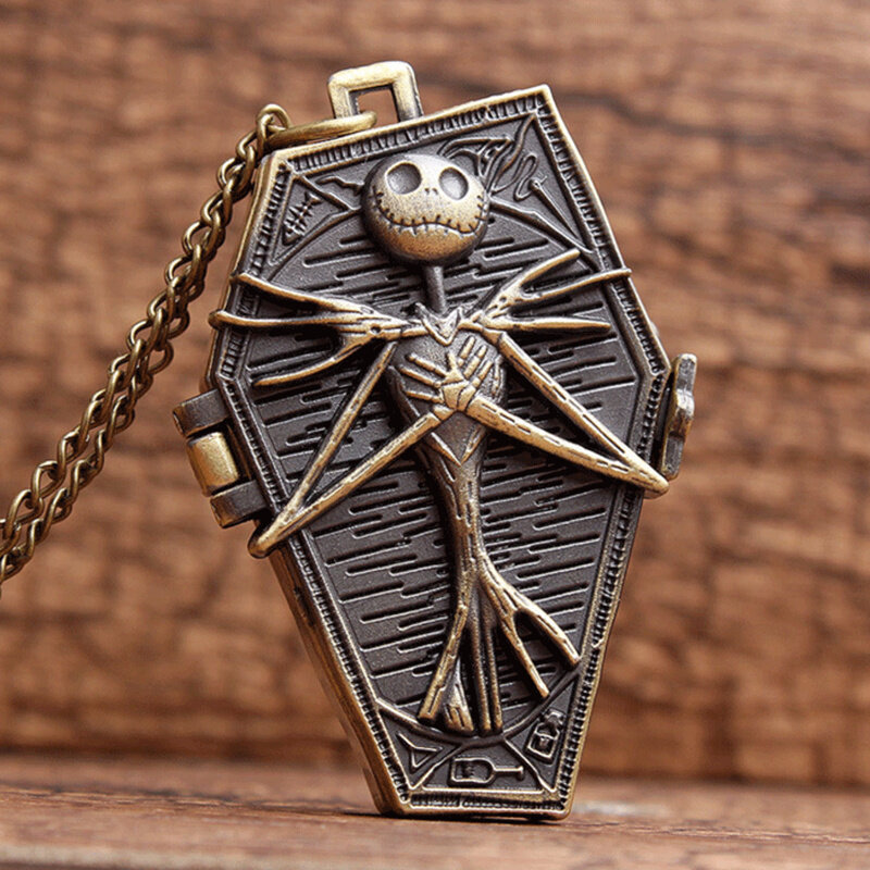 Creative Skeleton Pocket Watch Fashion Men Quartz Necklace Watches Vintage Chain Clock Gift Irregular Shape Relojes