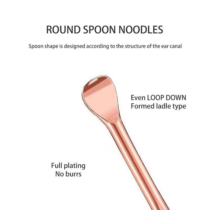 Rose Gold Stainless Steel Spiral Earpick Ear Scoop Earwax Digging Tools Earwax Curette Spoon Care Ear Clean Toolear Cleaner