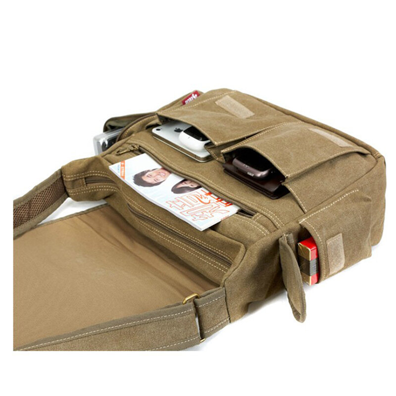 กระเป๋าสะพายคาดตัวลำลองสำหรับผู้ชายกระเป๋าผ้าใบแนววินเทจของผู้ชายกระเป๋าหิ้วกระเป๋าสะพายไหล่เดินทาง Bolsa Masculina คุณภาพสูง