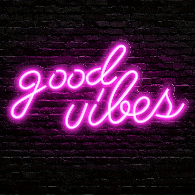 UponRay Good Vibes Neon Sign Neon Light Powered by USB Pink Led Neon Light Sign for Bedroom Wall Decor Game Room Party Bar Decor