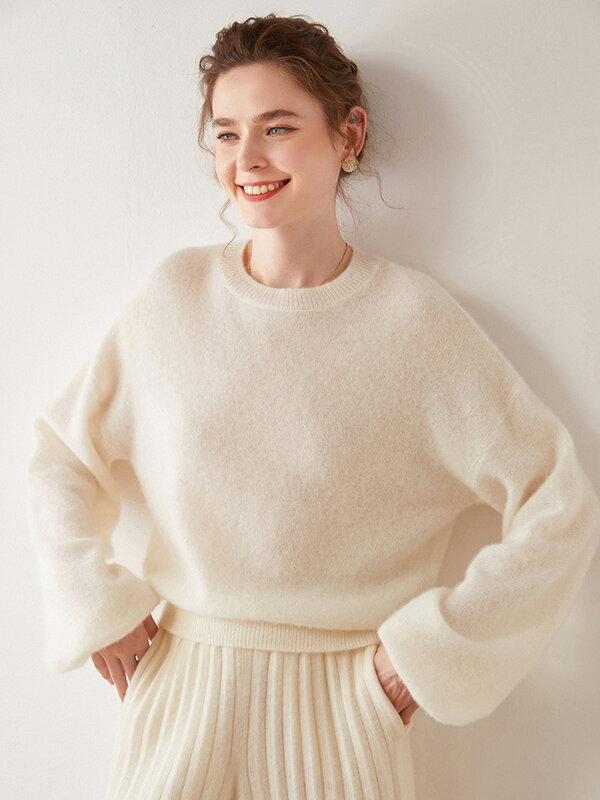 Женские кашемировые свитера с рукавом «летучая мышь», пуловер с круглым вырезом, 100% кашемировый свитер, женская вязаная одежда большого размера на осень и зиму
