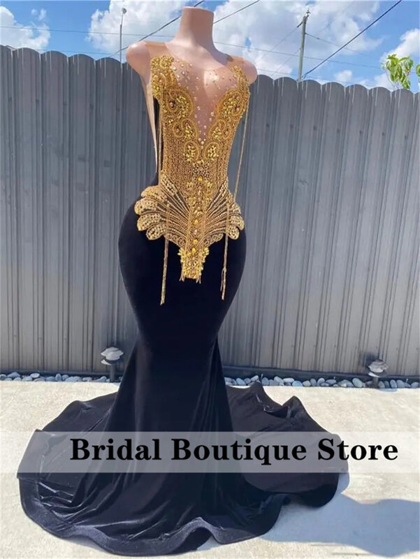 New Arrival Diamonds Sheer Neck Prom Dress Beaded Crystal Rhinestones Tassels Birthday Party Dresses Wedding Reception Gown