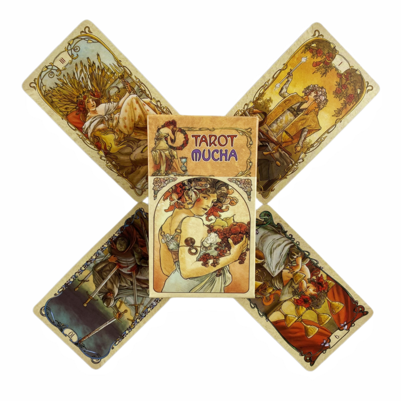 Kartu Tarot Mucha A 78 Oracle versi Inggris edisi ramalan Borad bermain game