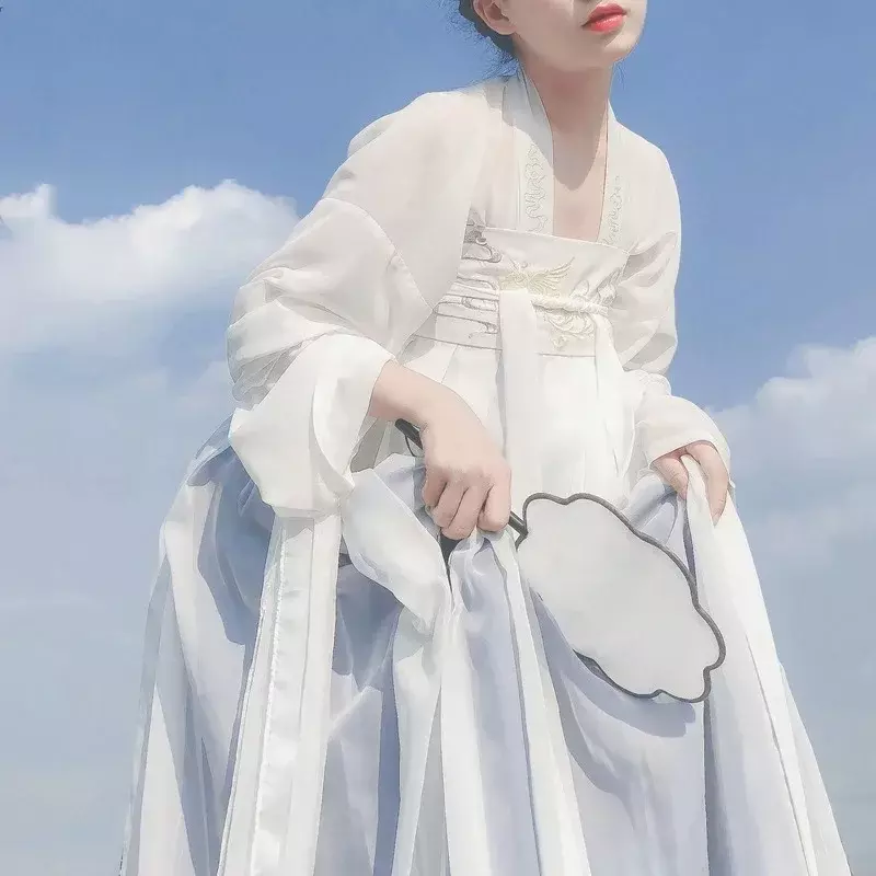 Женский шифоновый костюм Hanfu, винтажная вышивка, костюм принцессы, традиционная китайская танцевальная одежда династии Тан