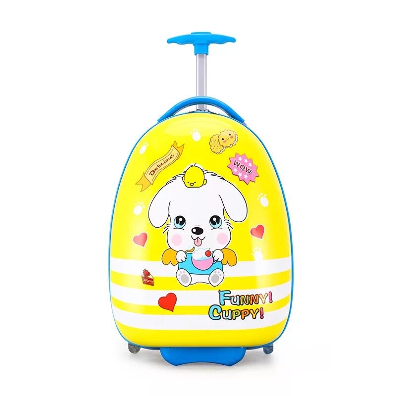 kids luggage 16'' rounded cartoon travel suitcase on wheels children's carry on trolley bag rolling luggage case gift 18inch bag