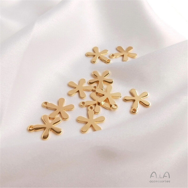 14K Gold-filled Cast Copper Five-petal Flower Floret Pendant DIY Handmade Ear Hanging Jewelry Pendant Small Pendant D016