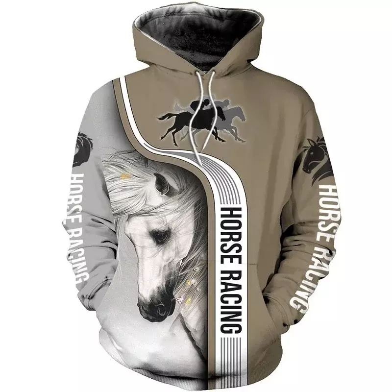 Fashion 3D Animal Printing Men's and Women's Hoodies Horse Pattern Outdoor Sweatshirts Oversized Pullover Street Hip Hop Jackets