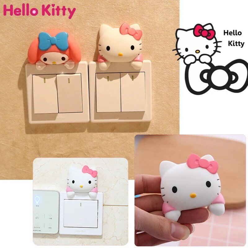 Hello Kitty naklejka pod włącznik kreatywny dom sypialnia śliczna naklejka pod włącznik gniazdo ścienne pokrywka dekoracyjna naklejka ochronna