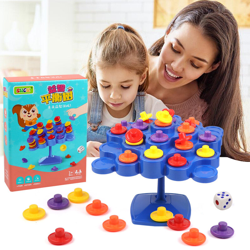 Mainan matematika pohon keseimbangan pendidikan DIY bentuk meja santai anak-anak interaktif orang tua mainan anak permainan Montessori