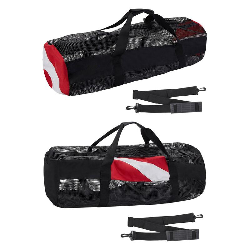 กระเป๋าดัฟเฟิลกีฬาตาข่ายสำหรับดำน้ำพร้อม Alat snorkeling แบบถอดออกได้ Tali bahu พกพาสำหรับกีฬากลางแจ้งดำน้ำตกปลา