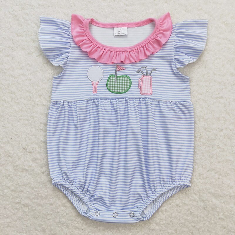 Оптовая продажа, Летний комбинезон с вышивкой для новорожденных, цельная одежда для маленьких девочек с цветочным рисунком, шариками для арбуза