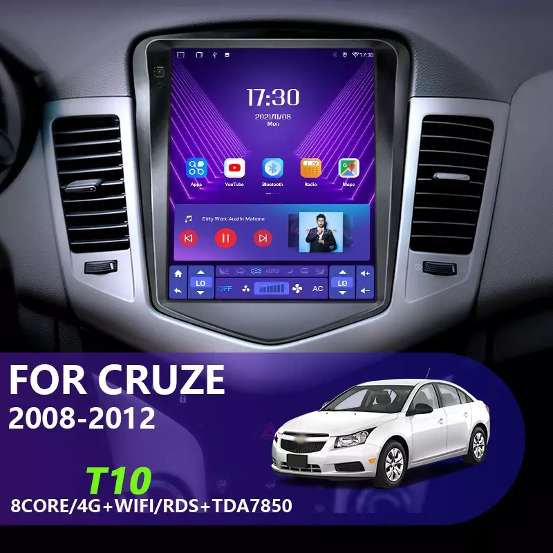 Radio con GPS para coche, reproductor Multimedia con Android 11, 2 Din, 9,7 pulgadas, vídeo, estéreo, Carplay, IPS, DVD, DSP, para Chevrolet Cruze J300, 2008 - 2012