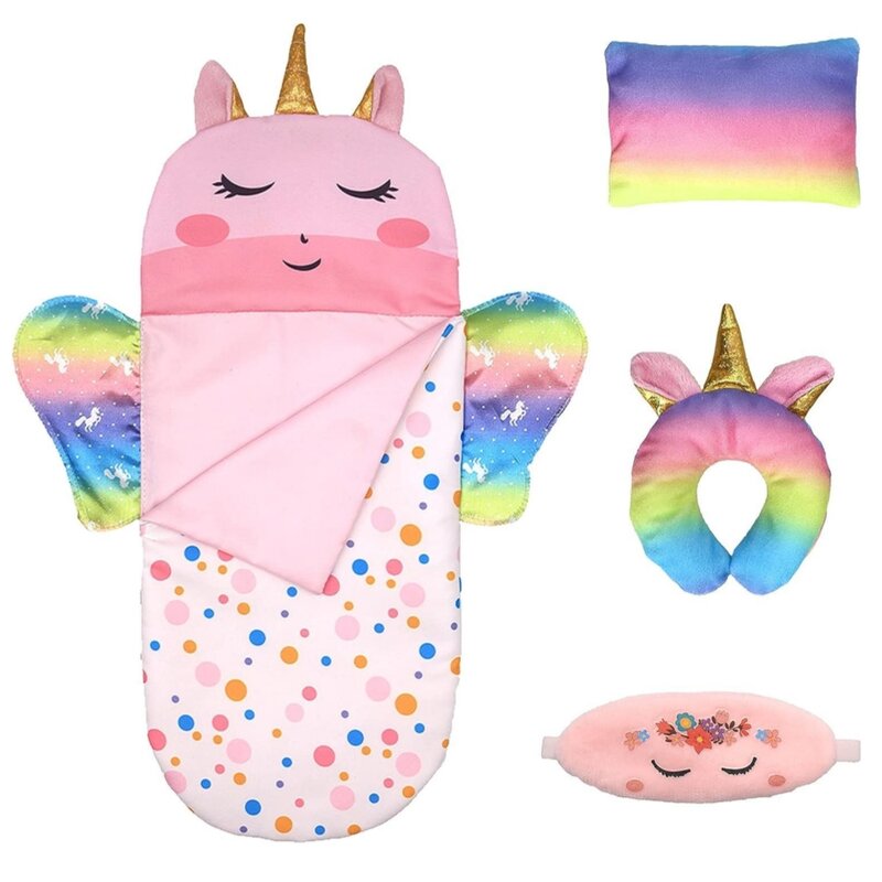 Sac de couchage Rainbow Wing Butter avec masque pour les yeux, adapté aux poupées de différents Tan, accessoires de beurre de 10 à 18 pouces, 43cm, nouveau-né