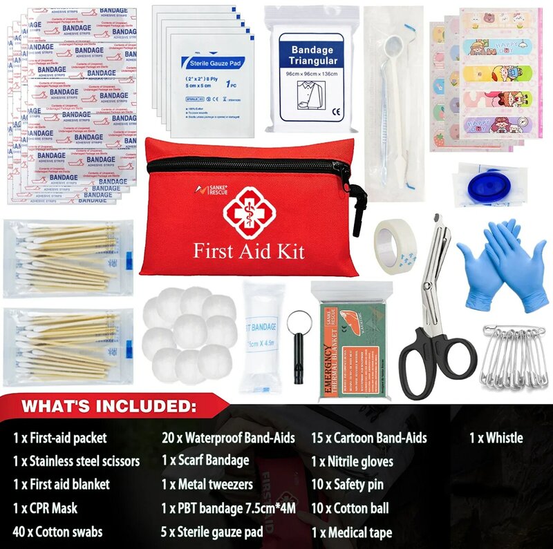 First Aid Kit 160 Piece All-Purpose Tactical  Emergency Kit  In The Car Military Acessories Survival Kits Camping Medical Bag