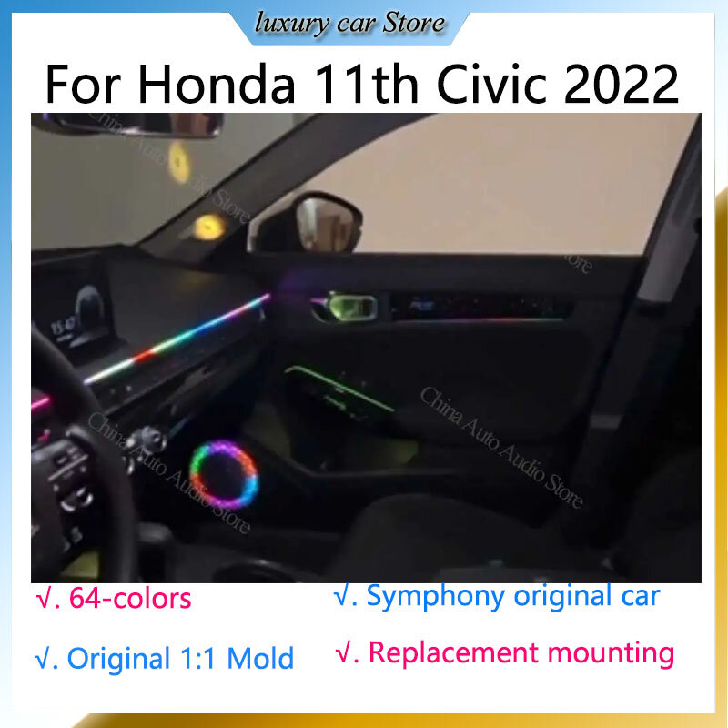 Omgevingslicht Voor Honda Civic 11e 2022 Vervanging Inter Door Auto Led Paneel Knop Bedieningselementen Decoratieve Verlichting