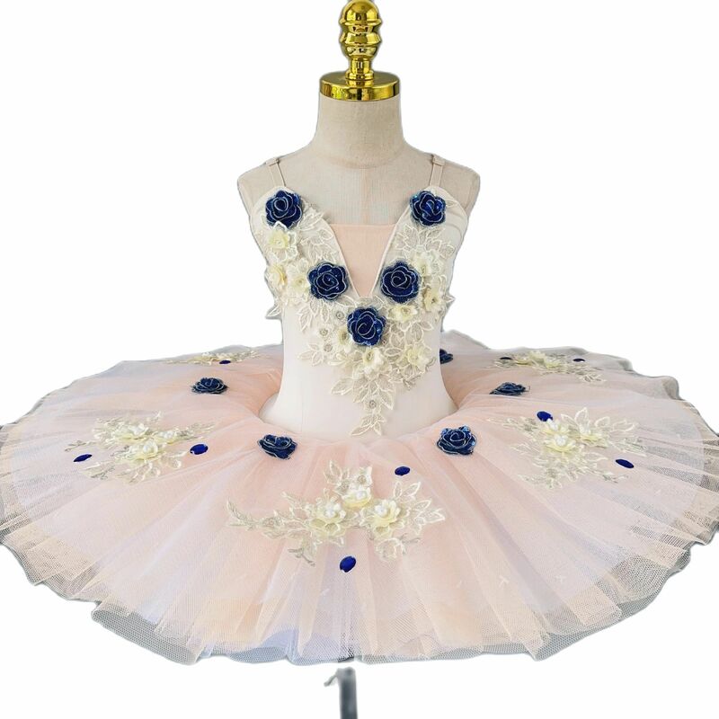 Vestido de tutú de Ballet profesional para niños, ropa de baile, tutú de panqueque de Lago de cisne de flores, vestido de bailarina, disfraz de baile de Ballet para niños