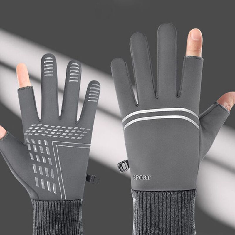 Sports Waterproof Fishing Outdoor Full Finger Winter Driving Mittens Two Finger Cycling Gloves Man Gloves