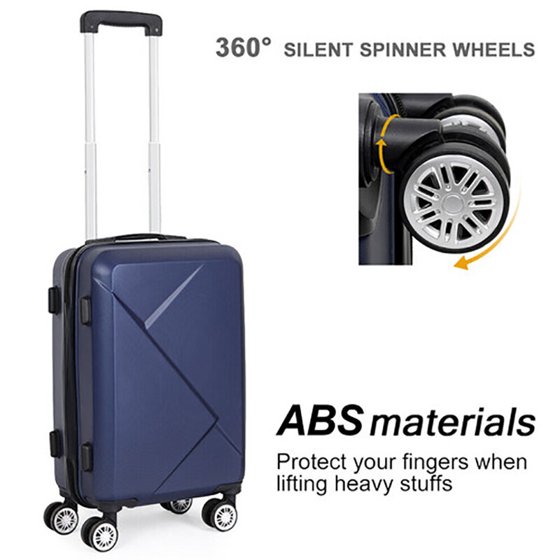女性用の頑丈なアルミニウムフレーム付きスーツケース,24インチ,ユニセックスの荷物用,青色,トラベルバッグ