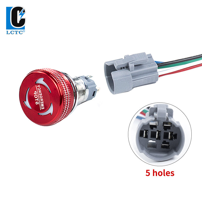 Interruptor de parada de emergencia de 16mm, 19mm, 22mm, 30mm con botón pulsador de Metal de seta de luz 1NO1NC 2NO2NC
