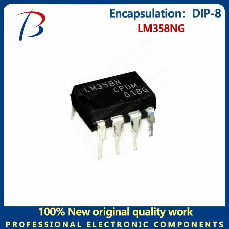 Chip amplificador operativo DIP-8 en línea, 10 piezas, LM358NG