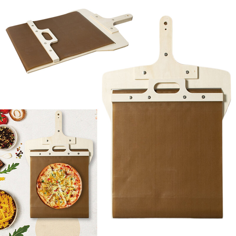 Spatola scorrevole per Pizza spatola scorrevole per Pizza spatola per Pizza in legno antiaderente Paddle multifunzione Hangable per gadget da forno per Pizza