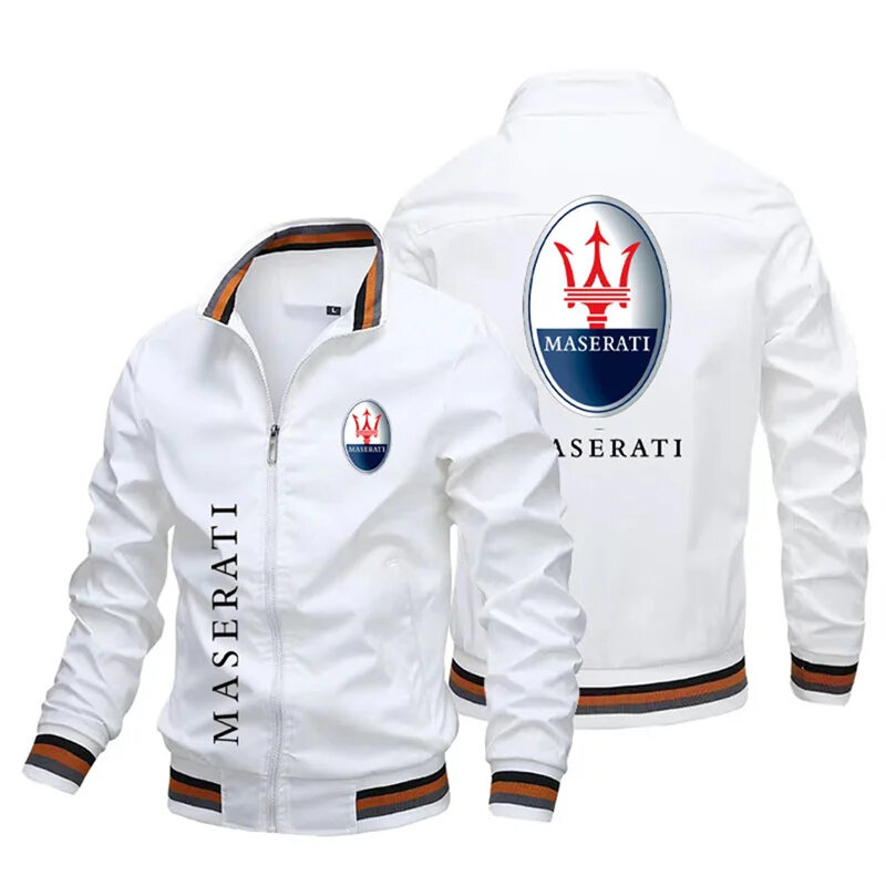Lente En Herfst Lente Dunne Hete Baseball Jack Jas, Maserati Logo Bedrukt Fietsjack, Standaard Geregen Pilotenjack