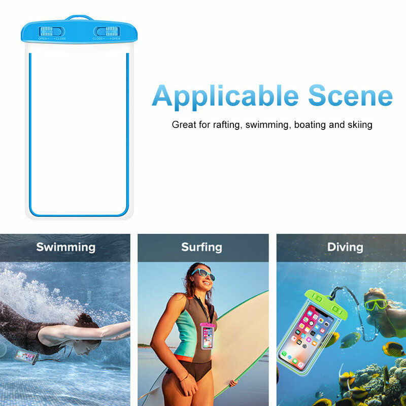 Casing ponsel tahan air Universal, tas kantong menyelam berenang, penutup tas kering bawah air untuk ponsel olahraga air pantai