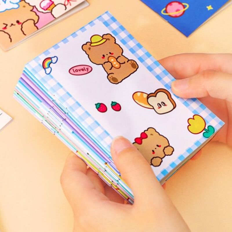 Cute Mini Pocket Notepad, Memo Notes dos desenhos animados, Notebook portátil, Diário, Diário, Escola Note Book, Bonito, Palavras, 4Pcs