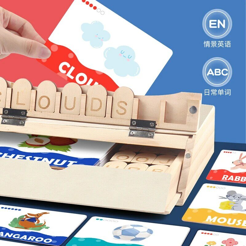 Apprendimento lingua giocattoli corrispondenza lettera gioco scatola di legno alfabeto Montesori lettura parole di ortografia primi giocattoli educativi per i bambini