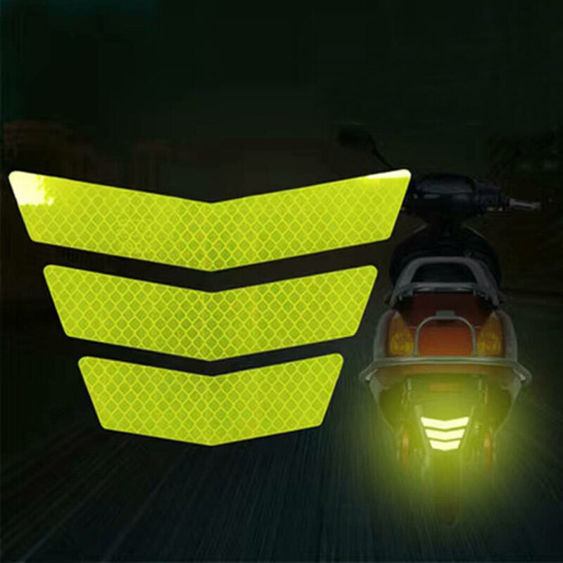 Pegatinas reflectantes para motocicleta, cinta adhesiva Trapezoidal de advertencia para guardabarros trasero, parachoques de carreras, coche, camión y bicicleta, 3 piezas