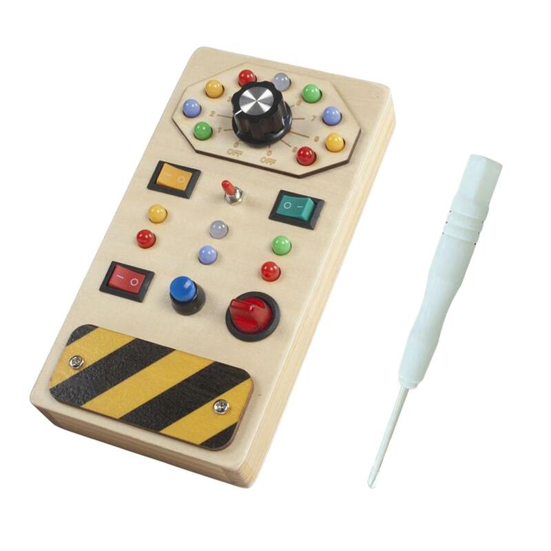 Lights Switch Busy Board Toys with Buttons Indoor Play Game Basic Motor Skills for Boys Kids Ages 3+ Girls Birthday Gifts