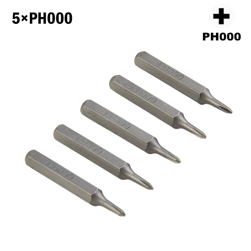 5 stuks 28mm kruisschroevendraaier magnetische bit ph0000 ph00 ph0 ph1 ph2 4mm hex schacht voor pneumatische elektrische schroevendraaier