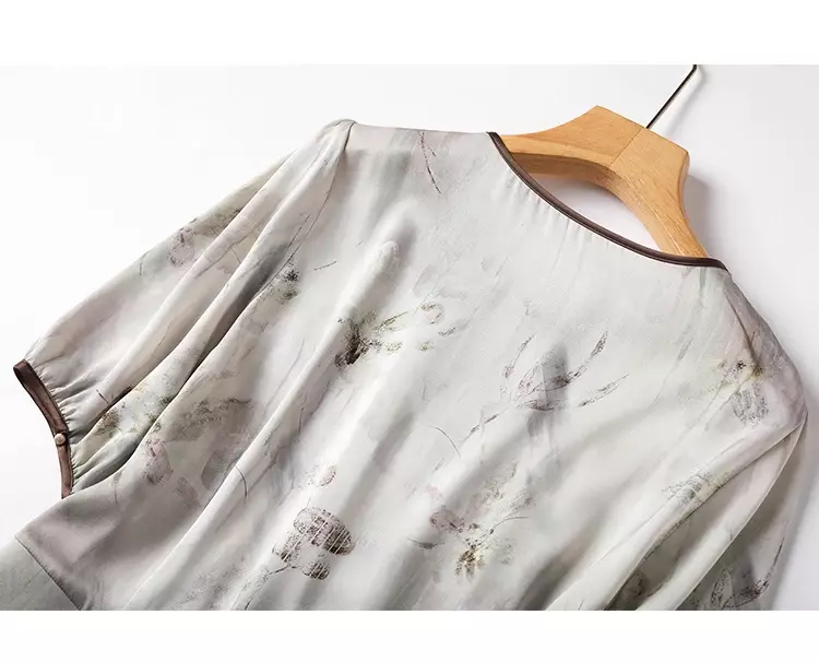 Chiffon Vintage Damen hemden Sommer bedruckte Blusen lose Dreiviertel Frauen Tops O-Neck Mode Kleidung Ycmyunyan