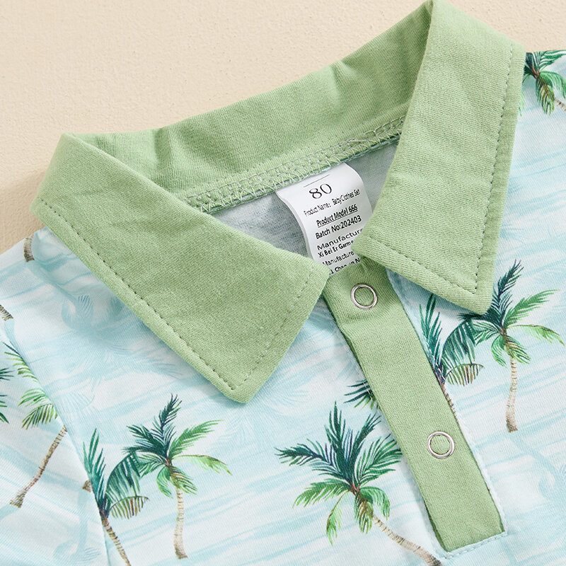 Veoraitiin-Ensemble de vêtements d'été pour bébés garçons, chemise à imprimé arbre à manches courtes, tenue avec short à taille élastique, 6 mois-3 ans, 2024-04-01