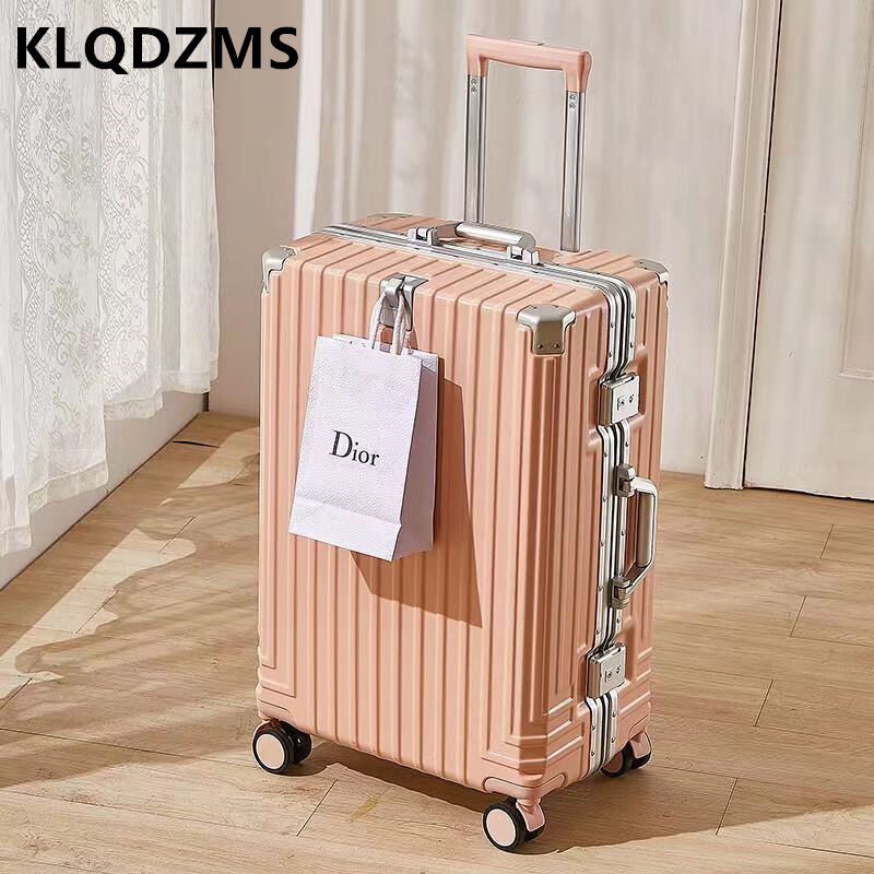 Klqdzms-アルミニウムフレーム付きキャビンスーツケース、大容量トロリーケース、機内持ち込み手荷物、pcボードボックス、20 22 24 26 28インチ