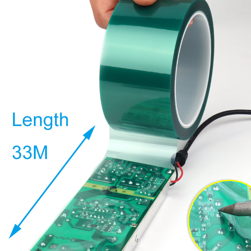 33M/Roll Groene Pet Film Tape Hoge Temperatuur Hittebestendige Pcb Soldeer Smt Plating Shield Isolatie Bescherming