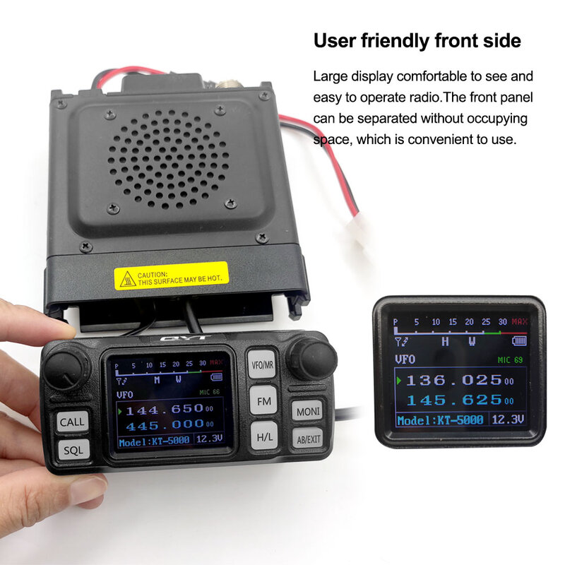 Nowy QYT KT-5000 samochodowy domofon 25W 10KM VHF UHF Transceiver Mini mobilne Radio z oddzielnym panelem