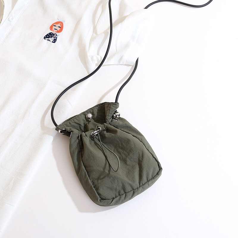 Bolso pequeño de lona con cordón para niña, bolso para teléfono móvil, ligero e informal, mini bolso cruzado de un hombro, bolso pequeño para caminar