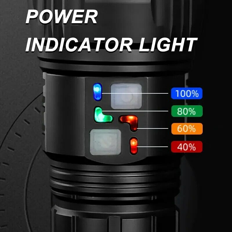 COBA Ultra Powerful LED Spotlight Long Range Flashlight Fluorescent Absorbing Film Luminous Zoom Flashlight Camping Emergency