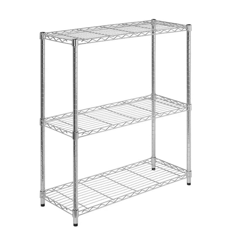 3-Tier Heavy-Duty Adjustable Shelving Unit with 250-lb Weight Capacity Shelves & Shelf Units Chrome Steel 14"L 24"W 30"H
